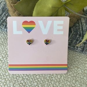 Multicolored Heart Studs